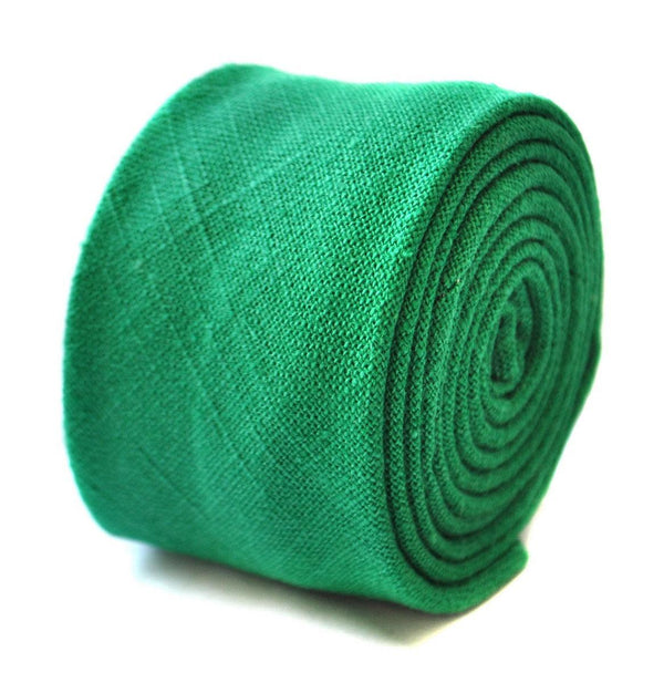 skinny plain apple green linen tie